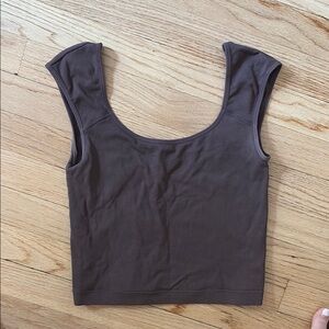 Garage Brown Fitted Sleeveless Crop Top